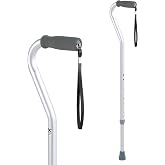 Carex Aluminum Offset Cane with Soft Cushioned Handle - Adjustable Walking Cane for Men and Women - Silver Color