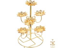 Lotus Tealight Candle Holder,9.43 Inch Diyas for Diwali Buddhist Altar Supplies for Wedding Housewarming Party Home Decor