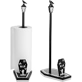Namalu Halloween Gothic Bat Paper Towel Holder, Coffin Base Gravestone | Countertop Dispenser for Kitchen Bathroom, Metal with Cross Detail, Halloween Decor, Gothic Freestanding Rack
