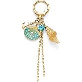 ENSKEFEN Gold Keychains for Women Cute Shell Starfish Conch Bag Charms Keyrings Summer Beach Ocean Keychain Accessories