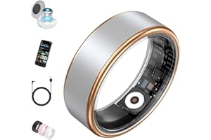 Oucscru Smart Ring for Women Men, Health Fitness Tracker, IP68 Waterproof, Long Lasting Batteries Sleep Ring with Charging Case and Protector, Remote Photography, No App Fees (Silver, 7#)