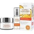 Skin 2.0 Vitamin C & Collagen Serum & Day Cream Set - Anti-Aging, Dark Spot Remover & Brightening - Dermatologist Tested Korean Skincare - Clean Beauty, Cruelty-Free, All Skin Types - 1.69 Fl. oz