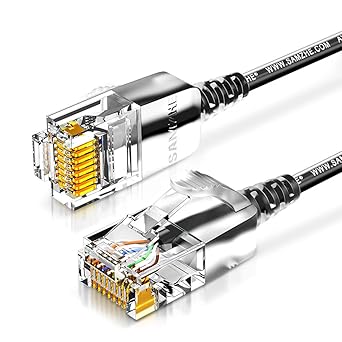 Amazon Com Samzhe 10ft Cat 6a Ethernet Cable Super Slim Long Internet Network Cable Fast Computer Lan Cable Cat6 Ethernet Patch Cable With Rj45 Connectors Black Industrial Scientific