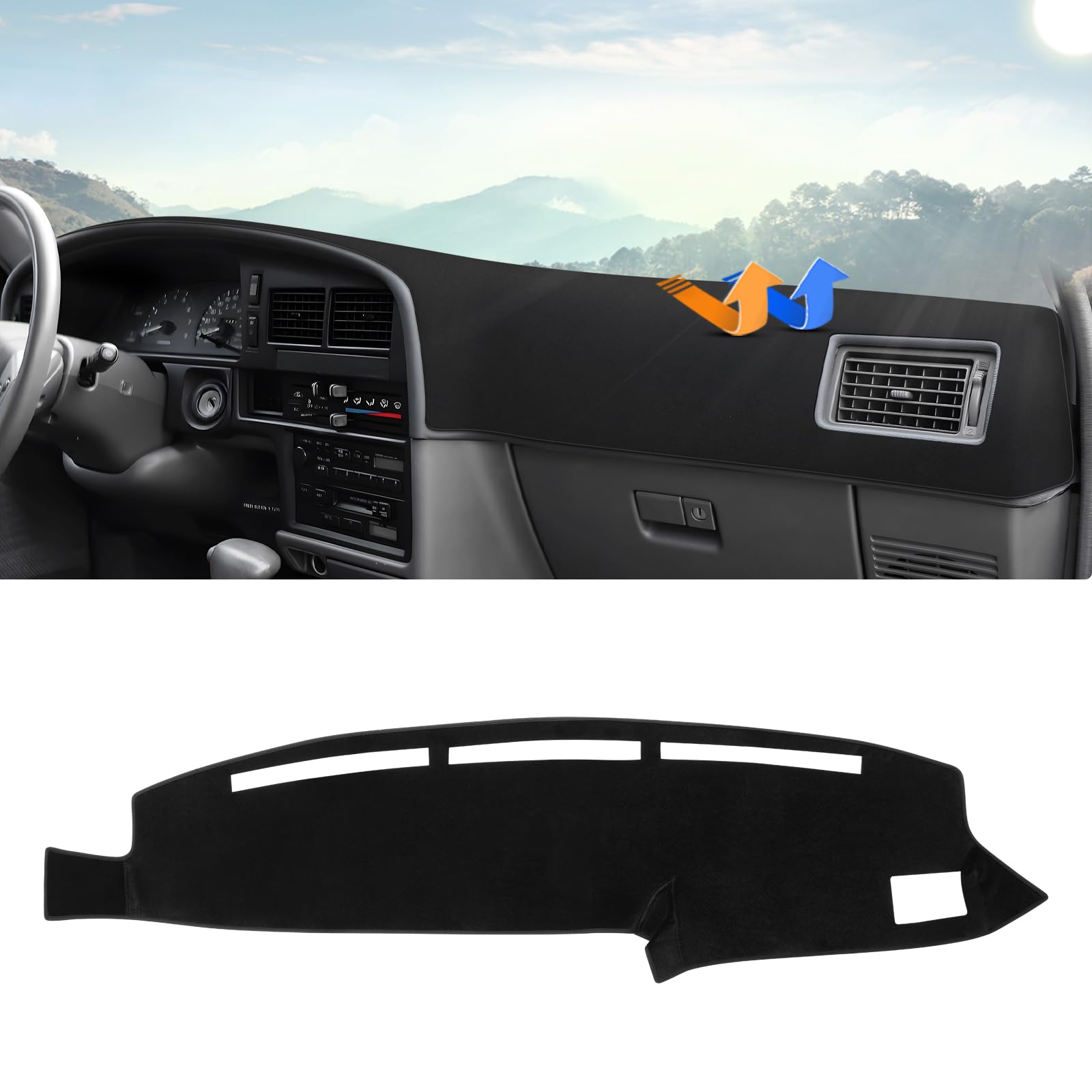 Photo 1 of Autorder Dashboard Cover Mat for 1990-1995 Toyota 4Runner Pickup Truck Accessories Dash Cover Upgrade Velvet Dash Mat Sunshade Glare UV Rays Protector