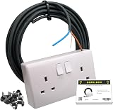SHPELEC 13A Socket Extension Kit 5m Twin and Earth Cable 6242YH 2 Gang