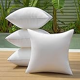 QSWRD 22 x 22 Outdoor Pillow Insert Pack of 4 Patio Furniture Pillows Cushion Waterproof Square Throw Pillow Inserts Decorative Couch Pillow Inserts White Sofa Sham Cushion Stuffer