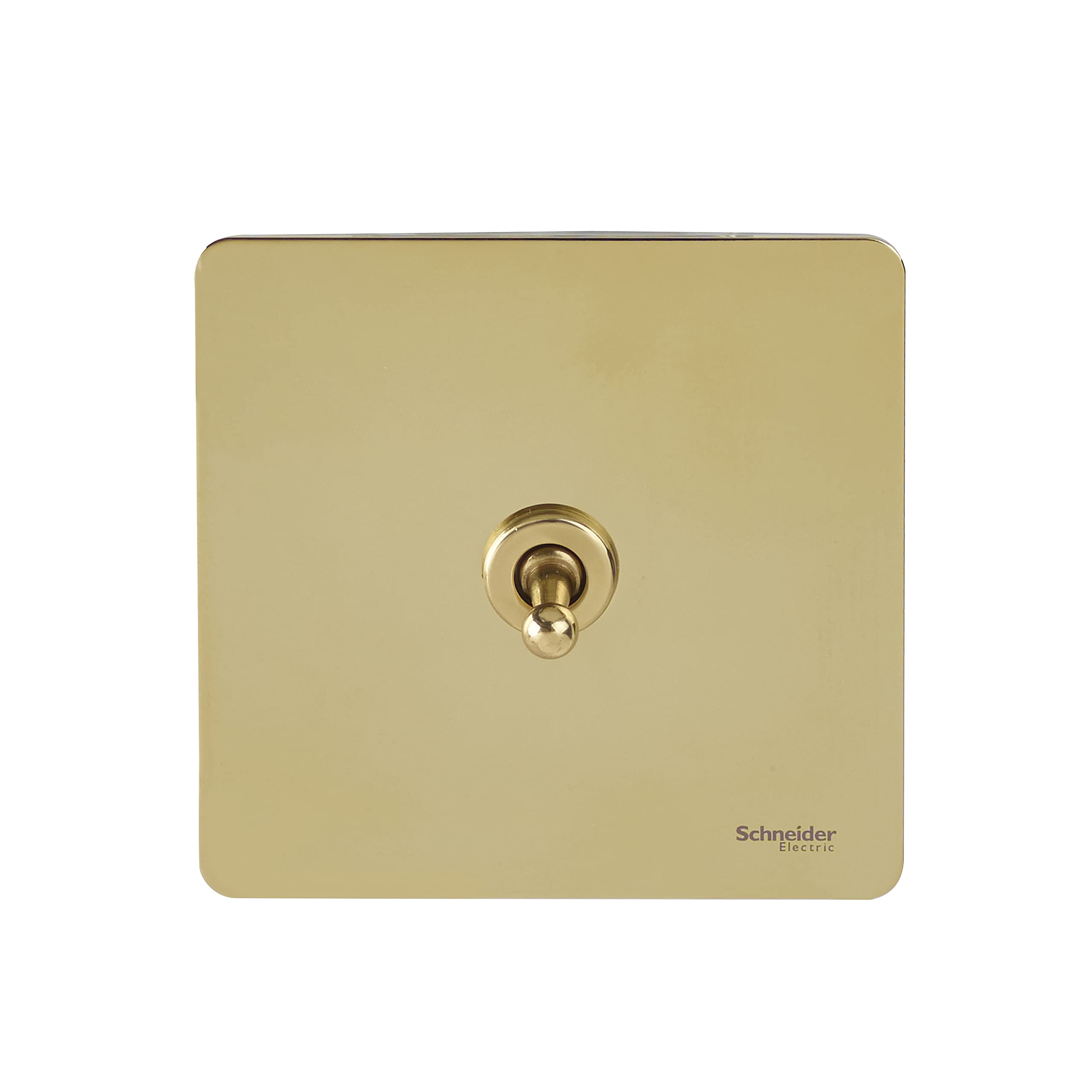 Schneider Electric Ultimate Screwless Flat Plate GU1414TPB 1 gang intermediate toggle switch 16AX polished brass (pack of 1)