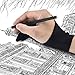 Mudder Tablet Glove Artist Anti-fouling Drawing Glove for Tablet, Pad and Art Creation, Black, 2 Pieces