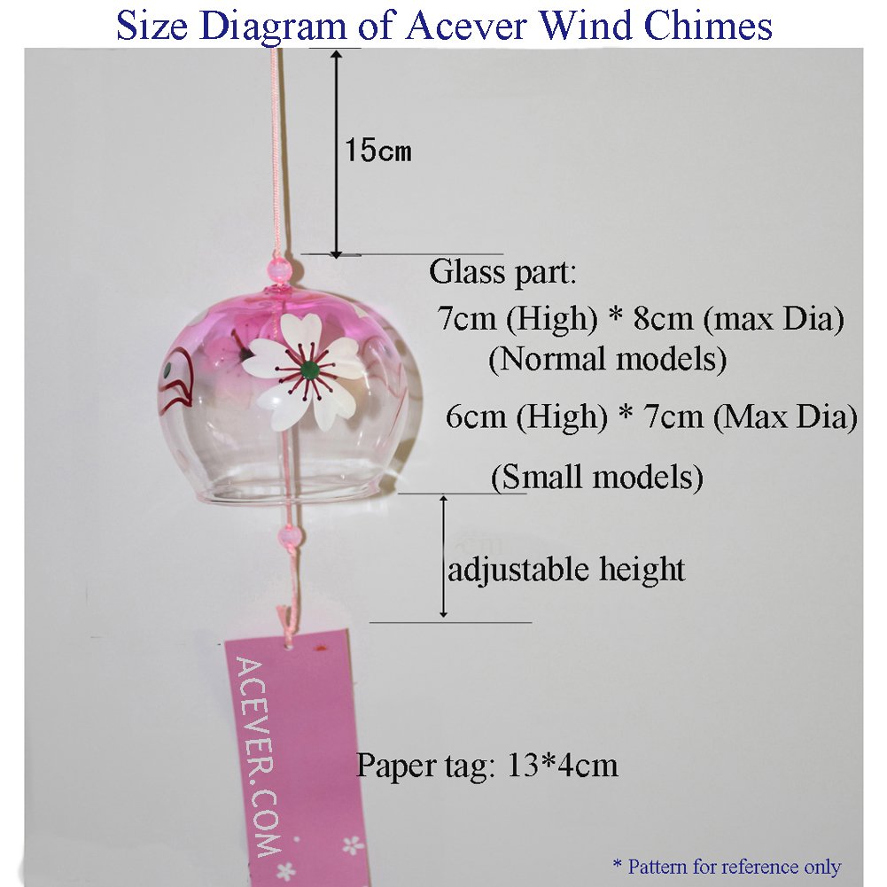 Set 3 Campane A Vento Giapponesi In Vetro - Rosa, Rosso, Blu Con Biglietto Benedizione - Foto 5