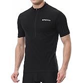 Spotti Men's Cycling Bike Jersey Short Sleeve with 3 Rear Pockets- Moisture Wicking, Breathable, Quick Dry Biking Shirt