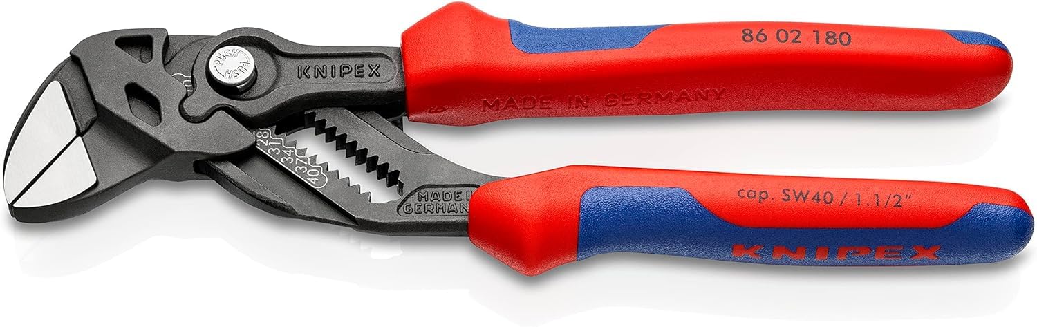 KNIPEX Pliers Wrenches Pliers and a Wrench in a Single Tool Self-Service Card with Multi-Component Handles 180 mm, 86 02 180 SB