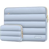 MOSISO Laptop Case 16 inch, 15-15.6 inch Puffy Laptop Sleeve Compatible with MacBook Pro 16, HP Dell ASUS Acer Toshiba Lenovo Notebook Computer, Polyester Horizontal Bag with Small Case, Baby Blue