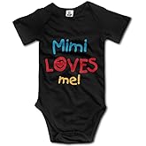 Mimi Loves Me Cute Bodysuit Infant Clothes Short Sleeve Romper for Baby Boy Girl Black