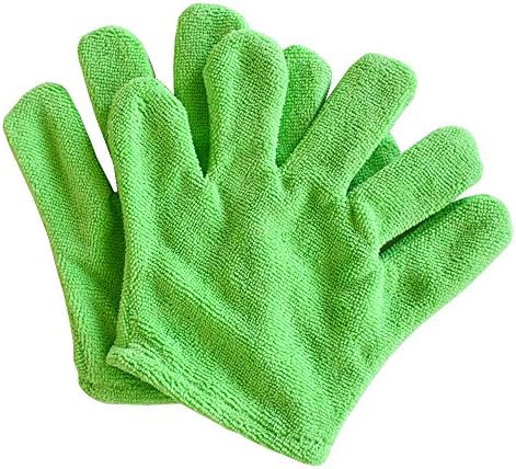 Green Plush Absorbent Microfiber Pet Drying Towel Gloves Mitts for Dog 1 Pair Pack