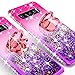 Galaxy S10 Plus Case Ring Liquid Glitter Kickstand Shock Proof Phone Case Waterfall Quicksand Bling Cute Protective Girls Women Cover Compatible for Samsung Galaxy S10 Plus/S10+ Cases, Hot Pink/Purple