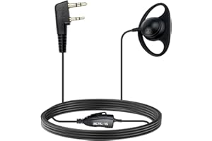 Retevis Walkie Talkie Earpiece with Mic, 2 pin D Shape Security Headset with Microphone for Retevis H-777 RT22 RT27 RT15 RT19