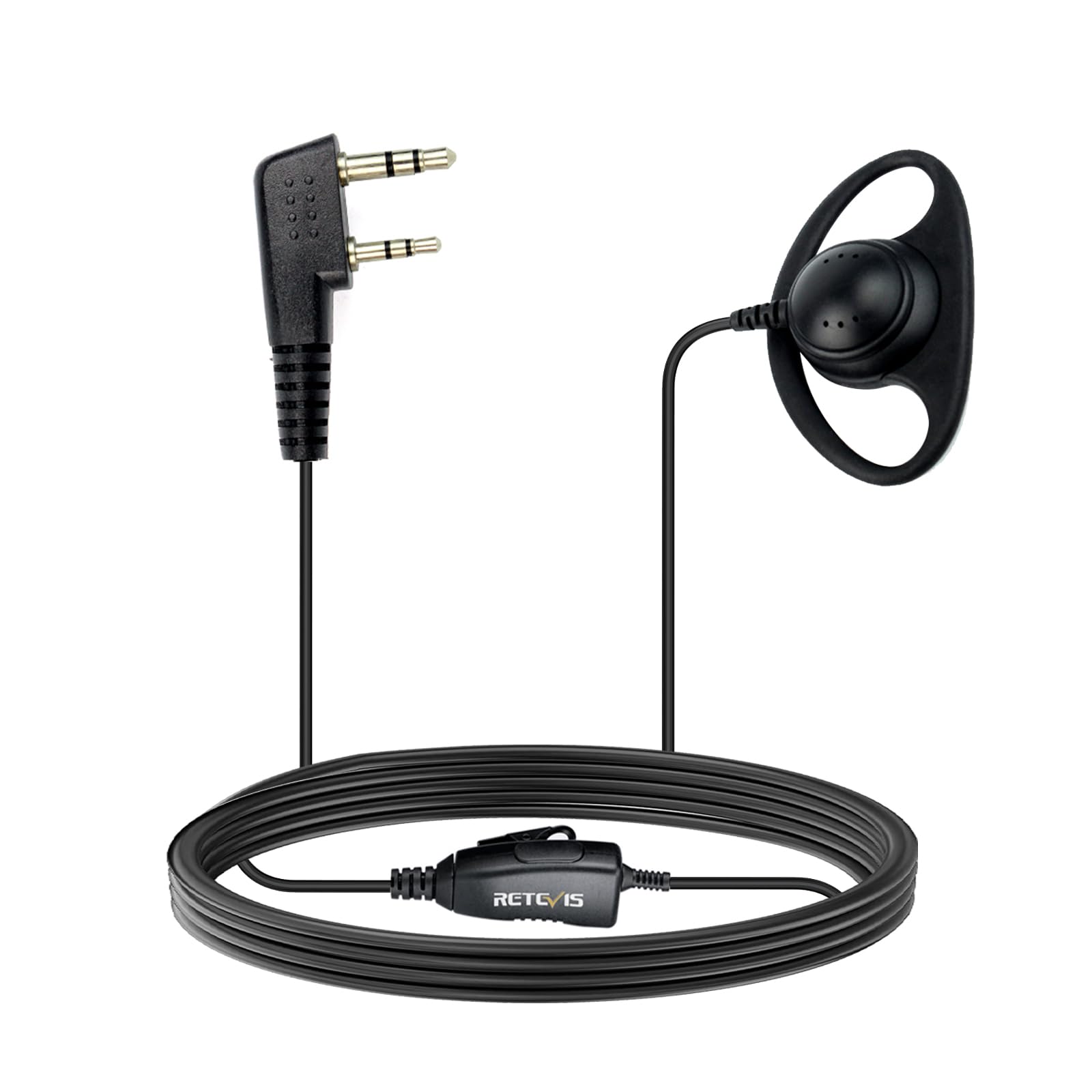 Photo 1 of Retevis 2 Way Radio Earpiece with Mic, D-Type Walkie Talkie Earpiece, 2 Pin, for RT22 RT68 RT21 H-777 RT22S, Compatible with Pxton BAOFENG 888S Kenwood Walkie Talkies, Two Way Radio Headset(1 Pack)