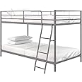 DHP Junior Twin Bunk Bed, Ideal for Small Spaces, Metal Frame, Full-Length Guardrails, Silver