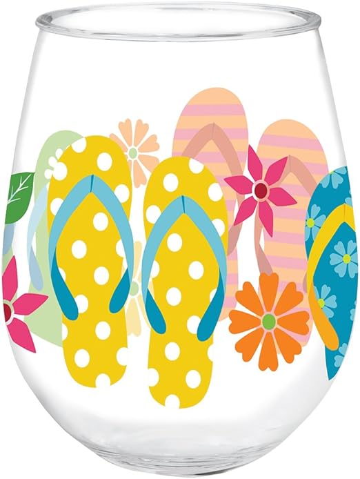 Amazon Com Summer Flip Flops Beach Plastic Wine Glass Tumbler