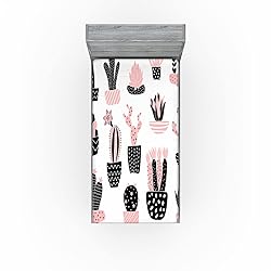 Ambesonne Cactus Fitted Sheet Set, Succulent Garden