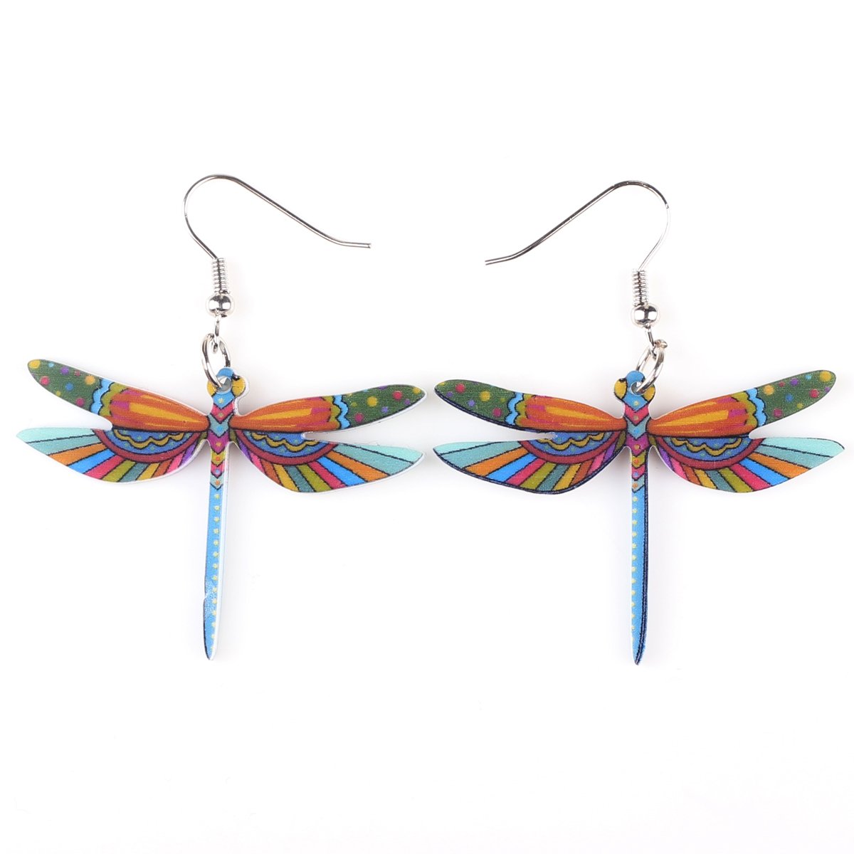 Bonsny Drop Dangle Sweet Blue Flying Dragonfly Earrings Gift Insect Pattern Fashion Jewelry For Women Girls (Colorful)