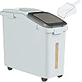 YITAHOME Large Flour & Rice Food Storage Bins, 11.4-Gallon with Wheels, Scoop and Airtight Lid for Bulk Cereal Grain, Sugar - Gray