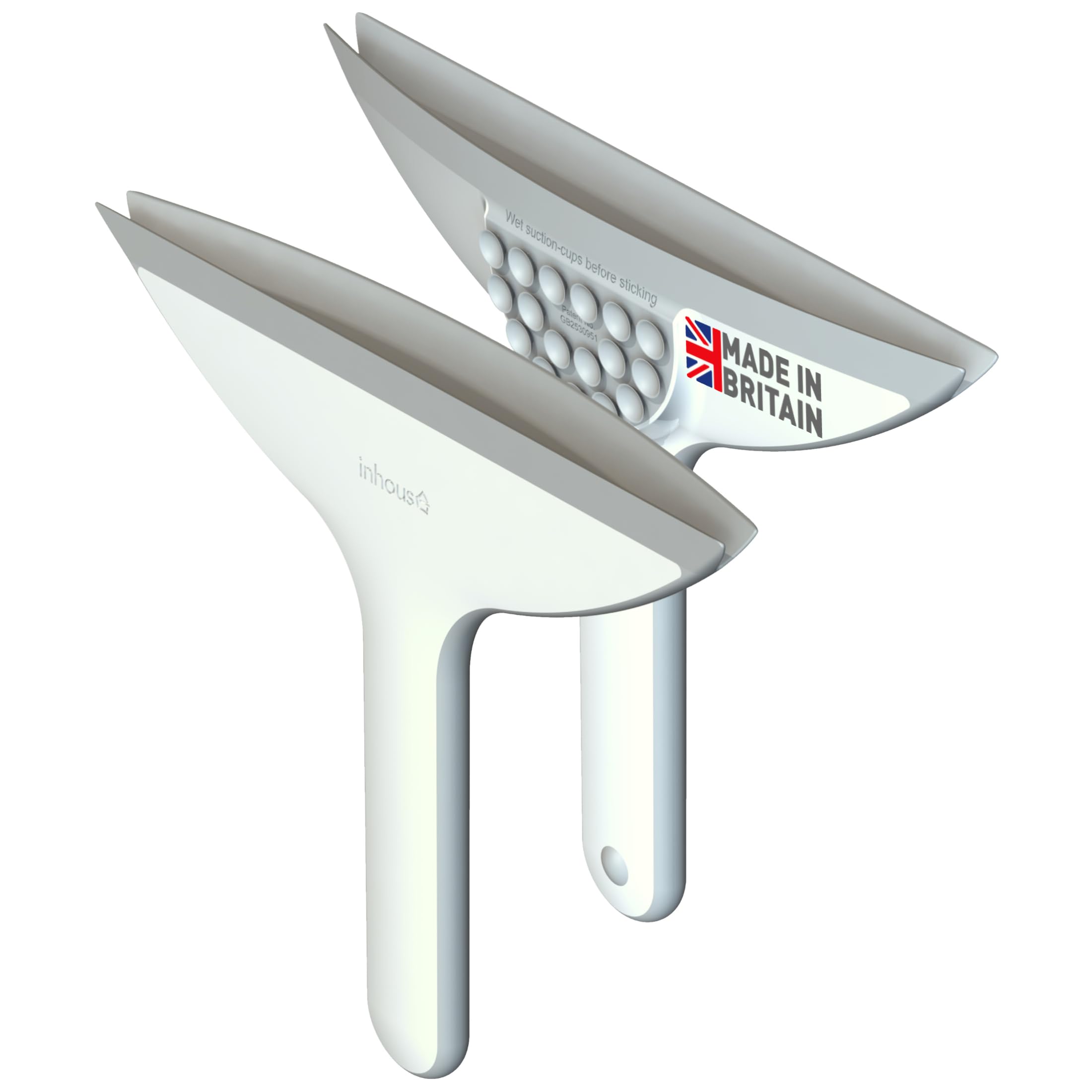 Inhouse Stick+Store Curved Shower Squeegee. Made in Britain. Duo 2-in-1 Curved & Straight Blades Clean Streak-Free on Curved Screens & Flat Bathroom Surfaces. Patented Suction Cup Storage. 1PC