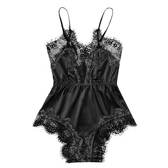 LEEDY Damen Sexy Dessous Sexy Ärmellos Strap Nachtwäsche Ouvert Babydoll Reizwäsche Erotik Spitze Lingerie Split Dessous Vers