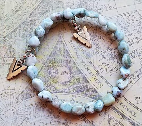 Genuine Caribbean Larimar Bracelet, Dainty Bangle Bracelet, Silver Bracelet, Dainty Larimar Charm Bracelet, Caribbean Larimar Jewelry