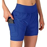 Gopune Women's 2 in 1 Running Shorts Workout Athletic Gym Yoga Shorts Liner