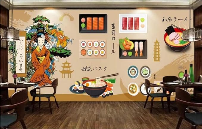 Amazon.com: Photo Wallpaper Simple Hand-Painted Restaurant Background
