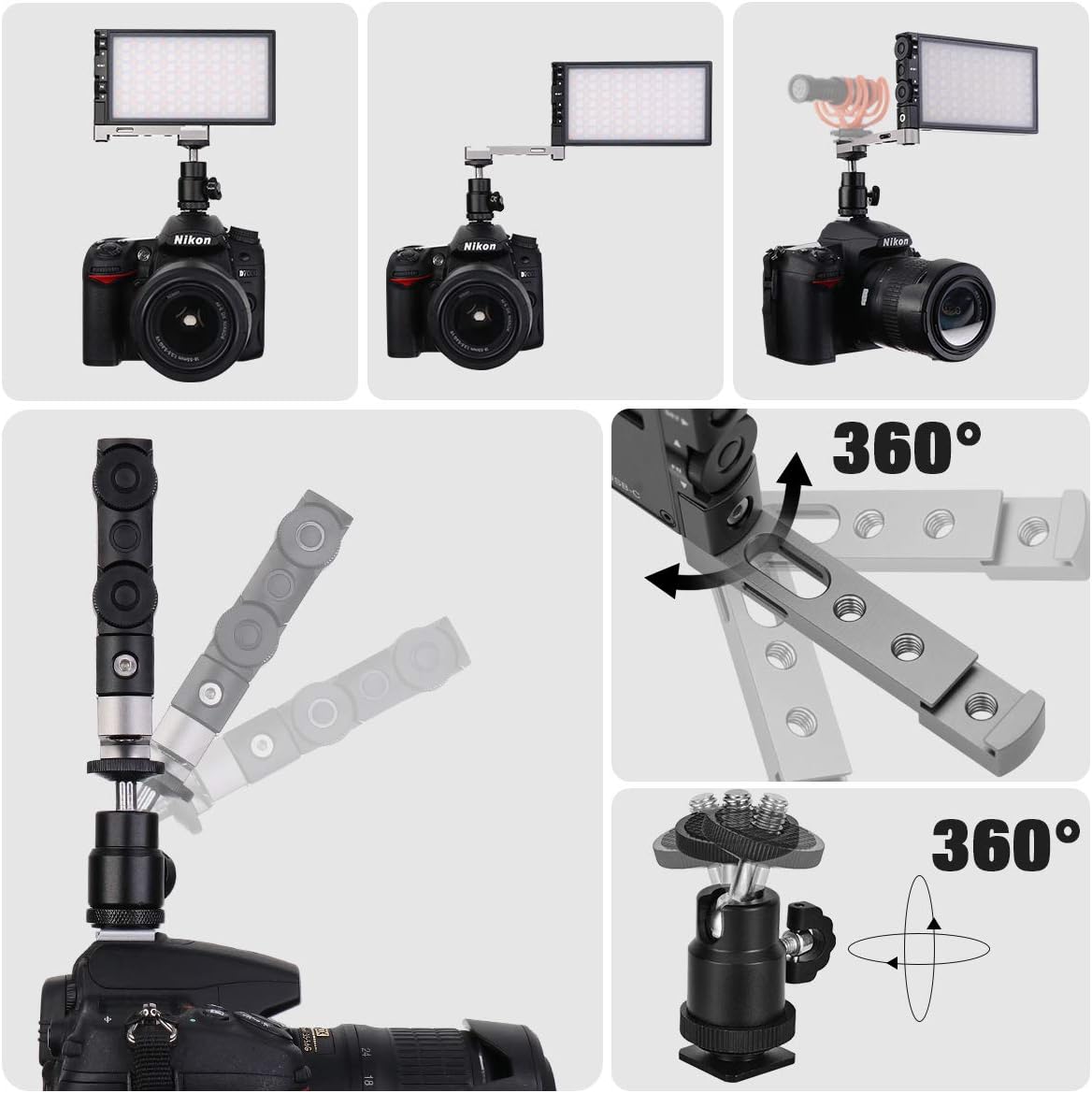 Pixel G1s RGB Video Light, Built-in 12W Rechargeable Battery LED Camera Light 360° Full Color 12 Common Light Effects, CRI≥97 2500-8500K LED Video Light Panel with Aluminum Alloy Body : Camera & Photo
