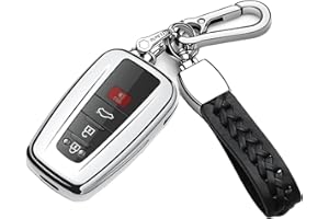 Autophone for Toyota Key Fob Cover with Keychain Soft TPU Key Shell Case,For 2020-2022 Highlander Corolla Prius 2018-2024 RAV4 Camry C-HR Avalon GT86（Silver）