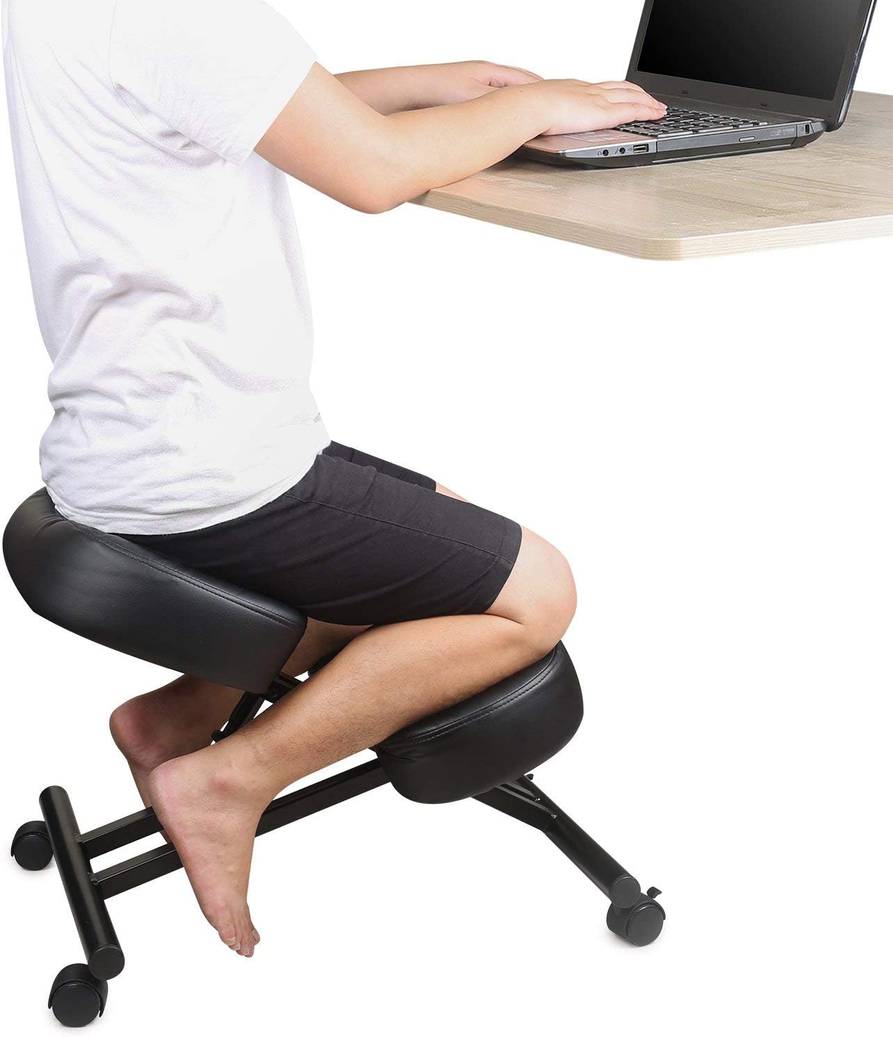 Ergonomic Kneeling Chair, Adjustable Stool for Home and Office - Improve Your Posture with an Angled Seat - Thick Comfortable Cushions