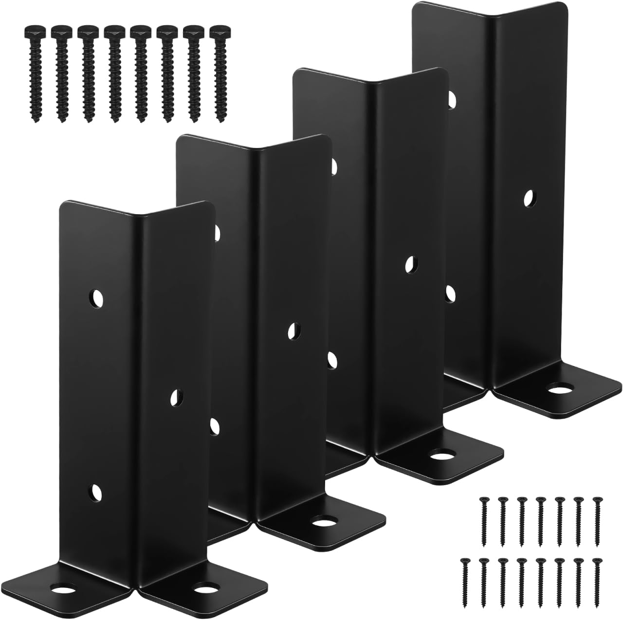 Gatuida 4 Pcs Black Iron Fence Post Bracket Deck Anchor Base Pergola Porch Yard Support Gear Tool Kit Set Good Idea Great Fit Size 12.70 cm Length Pro Option Solid Fast Fix Safe Hold Heavy Parts