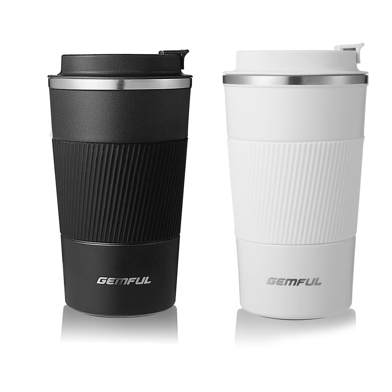 GEMFUL Travel Mug Thermal Double Walled Stainless Steel Leakproof Coffee Cup for Hot & Cold Drinks 510ml/18oz