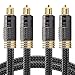 FosPower 24K Gold Plated Toslink Digital Optical Audio Cable (S/PDIF) - [Zero RFI & EMI Interference] Metal Connectors & Ultra Durable Nylon Braided Jacket (3ft - 2Pack)