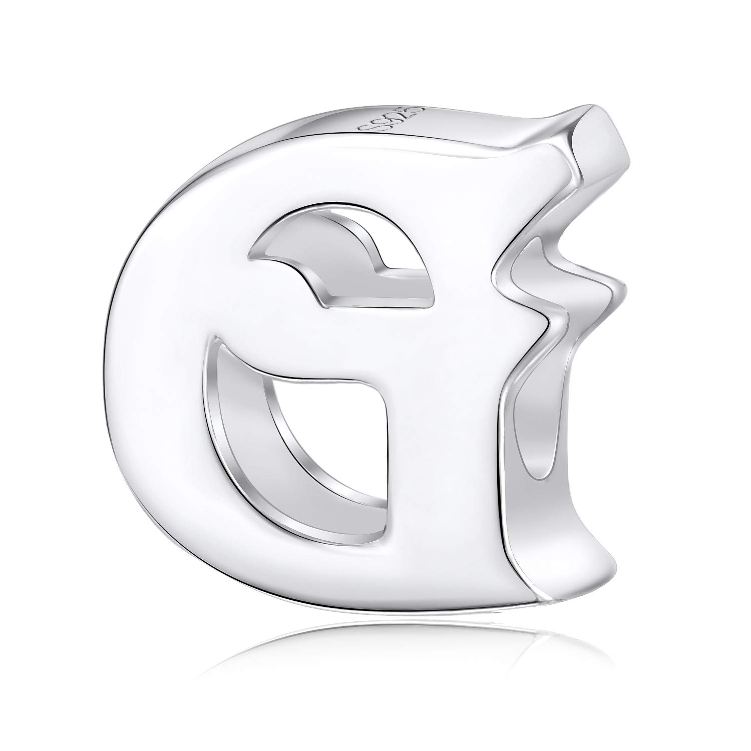 Alphabet Charms Letter Initial A-Z Genuine 925 Sterling Silver Beads fits Pandora Charms Bracelet (Letter G)