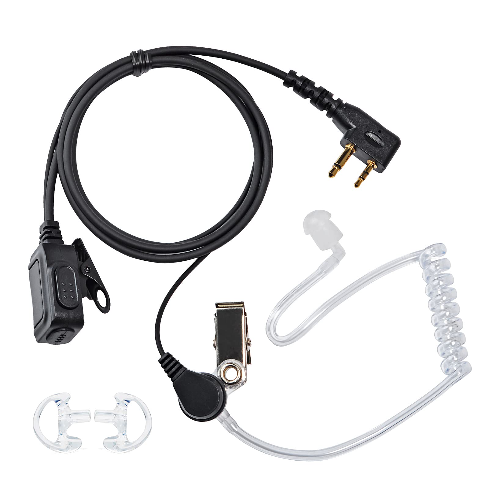 UAYESOK Radio Earpiece 2 Pin Covert Air Acoustic Tube Headset with PTT Mic & Soft Earbuds for Midland G7 G7PRO G8 G9 G5 G6 XT60 XT70 M24 M48 GXT550 GXT650 Alan39 Alan42 PMR446 Security Walkie Talkie