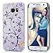 Galaxy S7 Edge Case - Mavis's Diary 3D Handmade Bling Crystal Shiny Sparkle Diamonds Purple Cirrus Pattern Full Edge Clear Hard PC Cover for Samsung Galaxy S7 Edge & Dust Plug & Stylus Pen