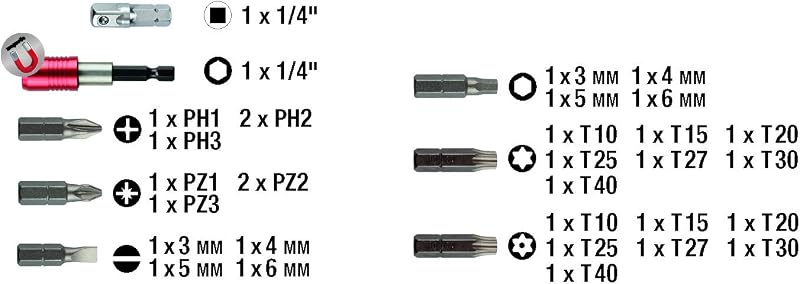 GERMANY GMBH 118490 - Scatola di Punte con Punte da 32 pezzi, Aciaio al Cromo Vanadio