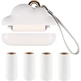 Mini Travel Lint Roller, Reusable Pet Hair Remover for Clothes with 150 Refillable Sheets (White)