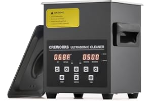 CREWORKS 2L Digital Ultrasonic Cleaning Machine with Degas and Gentle Mode, 60W Ultrasonic Cleaner Machine with Heater and Timer, 0.5 gal Ultrasound Cleaner for Retainer Watch Denture Glasses More