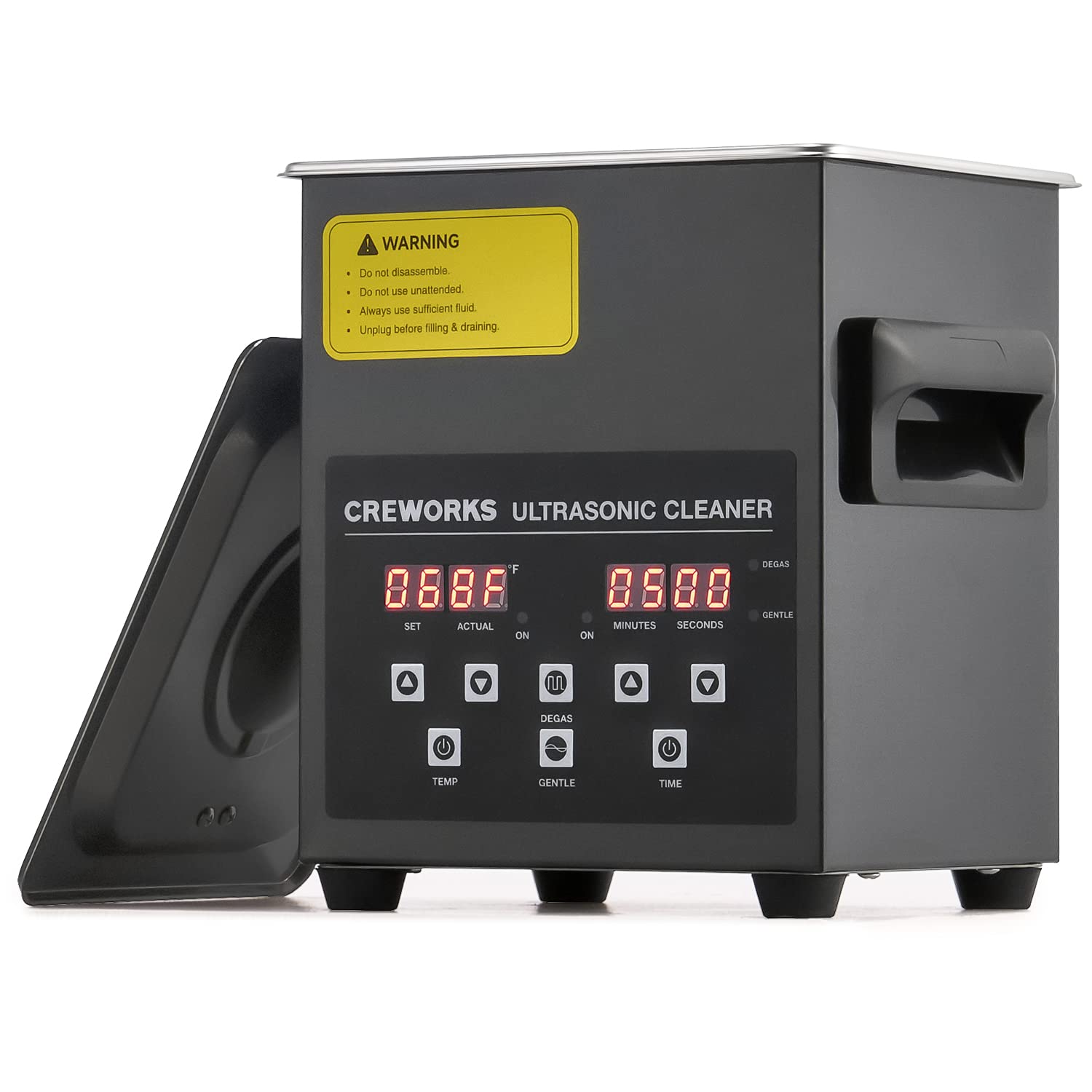 Photo 1 of CREWORKS 2L Digital Ultrasonic Cleaning Machine with Degas and Gentle Mode, 60W Ultrasonic Cleaner Machine with Heater and Timer, 0.5 gal Ultrasound Cleaner for Retainer Watch Denture Glasses More