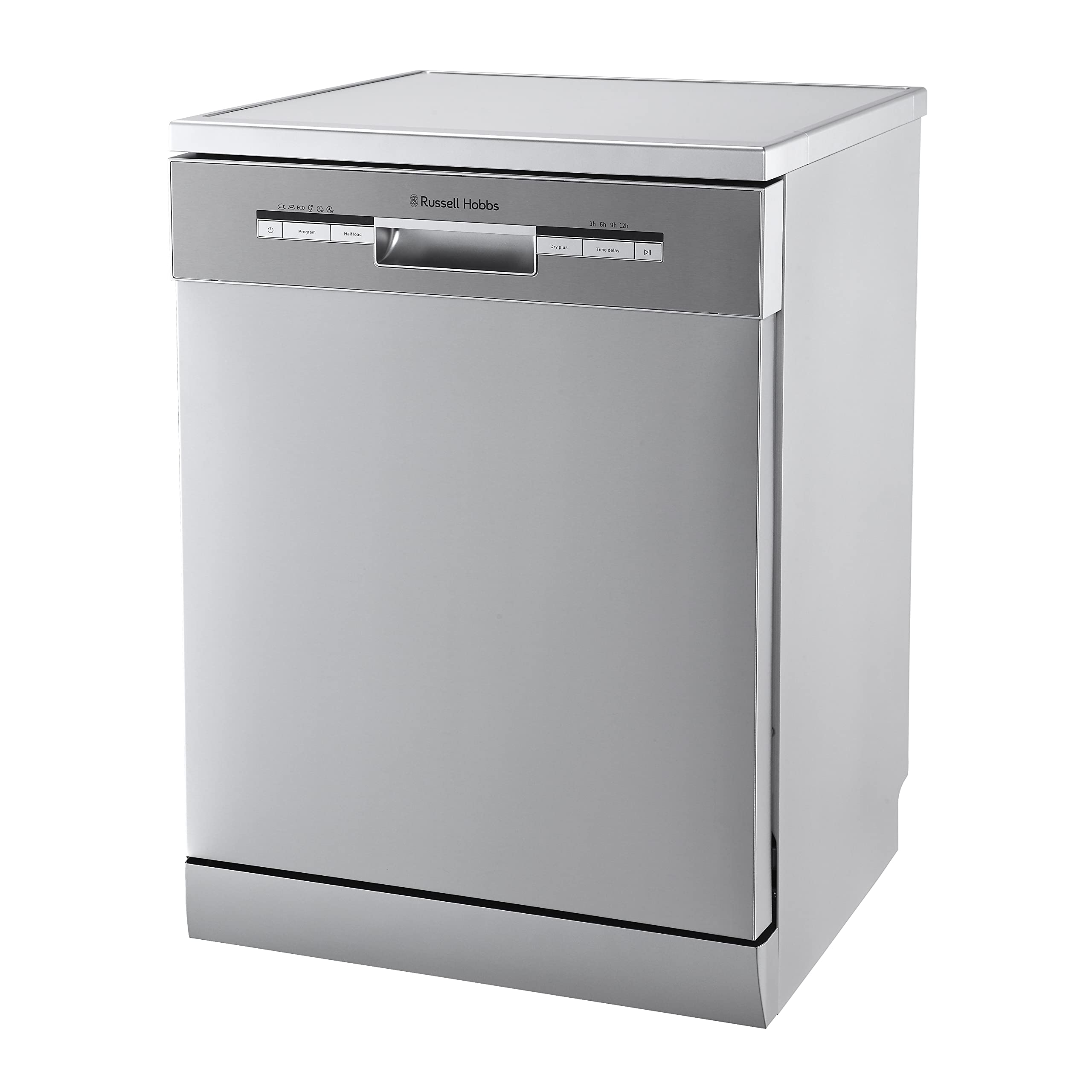 Russell Hobbs Stainless Steel Effect Full Size, 60cm Wide Freestanding Dishwasher, 12 Place Settings, RHDW3SS, Silver