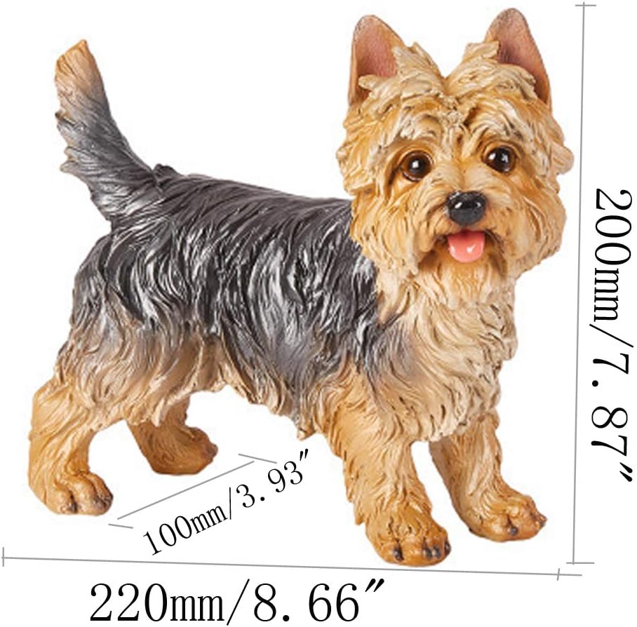 WANLIAN Hand-Painted Resin Yorkshire Terrier Statue, 7.87'' Realistic Dog Sculpture for Indoor/Outdoor Decor(Multicolor) - Image 3