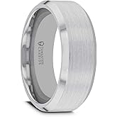 Thorsten SHEFFIELD Flat Beveled Edges Tungsten Carbide Ring with Brushed Center Wedding Band