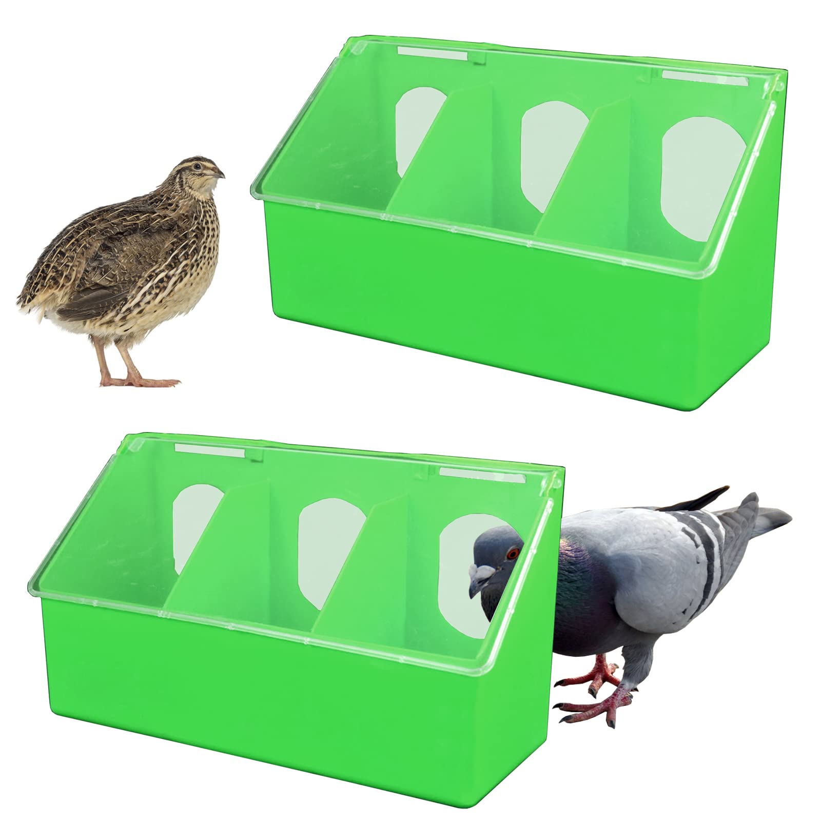 Photo 1 of Pigeon Feeder Water 2 Pack Quail Bird Chicken Feeder Water Dispenser Drinkers with 2 Hole Pet Bowls & Feeders Eat Food (Three Hole)