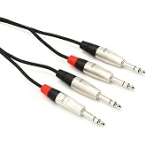 Hosa HSS-005X2 Pro Stereo Balanced Interconnect Cable - Dual 1/4-inch TRS Male to Same - 5 Foot