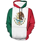 TAK-Seve Mexico Flag Pattern Unisex Sweatshirts Hoodie Pullover with Pockets for Men Women